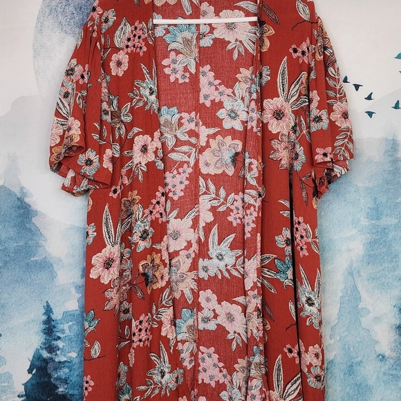 Maurice's Floral Open Front Short Flutter Sleeve Cardigan Women's 1X - Picture 5 of 16